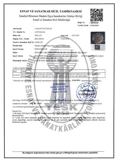 Tradesmen And Craftsmen Registration Certificate